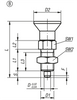 Kipp Indexing Plungers w/Plastic Mushroom Grip and Locknut, D1=1/2-13, D=6 mm, Size 2, Thermoplastic, Not Hardened, Stainless Steel, (Qty:1), K0338.12206A584