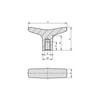 Kipp T-Grip,  Internal Thread, 55.2X12.3 mm, M6, Blasted, Stainless Steel, (Qty:10), K1203.55061