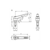 KIPP Adjustable Handle, M6X59.8, Size 2, POM Thrust Pin, External Thread, Threaded Insert, Fiberglass, Steel, (Qty:1), K0780.22061X60