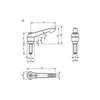 KIPP Adjustable Handle, w/External Thread and Flattened Ball, Size 2, Style D, M6X38.6, External Thread, Threaded Insert, Fiberglass, Steel, (Qty:1), K0780.42061X40