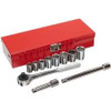 3/8" Drive 12 Piece Socket Set in Metal Toolbox- Chrome, Martin Sprocket #BD12K