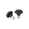 KIPP Star Grips w/Extended Collar, D1=40 mm, D=M6, Thermoplastic, Steel, (Qty. 1), K1291.400610020