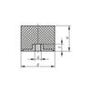 Kipp Rubber Buffers, Cylindrical w/Internal Thread, D=25 mm, H=30 mm, Type E, Stainless Steel, (Qty. 1), K1319.02503055