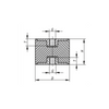 Kipp Rubber Buffers, Cylindrical w/Internal Thread, D=30 mm, H=30 mm, Type C, Stainless Steel, (Qty. 1), K1320.03003055