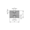 Kipp Rubber Buffers, Cylindrical w/Internal Thread, D=15 mm, H=15 mm, Type C, Stainless Steel, (Qty. 1), K1320.01501555