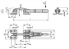 KIPP F1=2500, Toggle Hook Clamps w/Catch Plate and Long Travel, L=212 mm, Horizontal, Red Plastic Grip, Electro Zinc-Plated Steel, (Qty:1), K1270.02500
