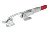 KIPP F1=5000, Toggle Hook Clamps w/Catch Plate and Long Travel, L=337.5 mm, Horizontal, Red Plastic Grip, Electro Zinc-Plated Steel, (Qty:1), K1270.05000