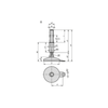 KIPP M20X140 Levelling Feet in Hygienic Design, Style B, w/Fastening Hole, Stainless Steel, (Qty. 1), K1303.208020X140