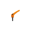 KIPP Adjustable Handles, Size 2, M10X55, External Thread, Black Oxidized Steel, Powder Coat Orange, (Qty. 1), K0752.210182X55