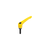 KIPP Adjustable Handles, Size 1, 10"-24X20, External Thread, Black Oxidized Steel, Powder Coat Yellow, (Qty. 1),K0752.1A0183X20