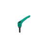 KIPP Adjustable Handles, Size 1, 10"-24X25, External Thread, Black Oxidized Steel, Powder Coat Green, (Qty. 1),K0752.1A0185X25
