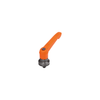 KIPP M12X40, Size 5, Adjustable Handle w/External Thread and Clamping Force Intensifier, Black Oxidized Steel, Orange Plastic Handle, (Qty. 1), K1597.5122X40
