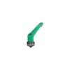 KIPP M8X10, Size 2, Adjustable Handle w/External Thread and Clamping Force Intensifier, Black Oxidized Steel, Green Plastic Handle, (Qty. 1), K1597.20886X10