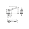 KIPP M8X10, Size 2, Adjustable Handle w/External Thread and Clamping Force Intensifier, Black Oxidized Steel, Gray Plastic Handle, (Qty. 1), K1597.20888X10