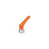 KIPP M10, Size 3, Adjustable Handle w/Internal Thread and Clamping Force Intensifier, Black Oxidized Steel, Orange Plastic Handle, (Qty. 1), K1598.3102