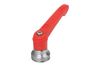 KIPP M8, Size 2, Adjustable Handle w/Internal Thread and Clamping Force Intensifier, Black Oxidized Steel, Red Plastic Handle, (Qty. 1), K1598.20884