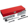 3/8" Drive 26 Piece Metric Socket Set in Metal Toolbox - Chrome, Martin Sprocket #MB26K