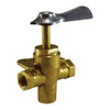 Midland Industries 46241 Bottom Outlet Ball Valve with Less Click, 1/4 x 1/4 x 1/4 in Nominal, 3 -Port/Way, Brass Body (Qty. 1)