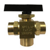 Midland Industries 46956F Miniature Ball Valve, 1/4 in Nominal, FIP x FIP x FIP, 3 -Port/Way, Brass Body (Qty. 1)