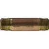 Midland Industries 42066 Nipple, 1/2 in MPT x 1/2 in MPT, 4 in, Brass (Qty. 1)
