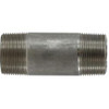 Midland Industries 51122 Seamless Pipe Nipple, 1-1/4 in MPT x 1-1/4 in MPT, 2-1/2 in L, Stainless Steel, SCH 80 Schedule (Qty. 1)