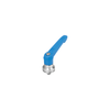 KIPP M10X15, Size 3, Adjustable Handle w/External Thread and Clamping Force Intensifier, Stainless Steel, Blue Plastic Handle, (Qty. 1), K1598.31087X15