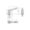 KIPP M8X30, Size 2, Adjustable Handle w/External Thread and Clamping Force Intensifier, Stainless Steel, Red Plastic Handle, (Qty. 1), K1598.20884X30