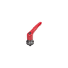 KIPP M10X30, Size 4, Zinc, Adjustable Handle w/External Thread and Clamping Force Intensifier, Black Oxidized Steel, Red Plastic Handle, (Qty. 1), K1599.41027X30