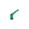 KIPP M8, Size 2, Zinc, Adjustable Handle w/Internal Thread and Clamping Force Intensifier, Black Oxidized Steel, Green Handle, (Qty. 1), K1599.208185