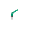 KIPP M8X20, Size 2, Zinc, Adjustable Handle w/External Thread and Clamping Force Intensifier, Black Oxidized Steel, Green Handle, (Qty. 1), K1599.208185X20