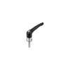KIPP M10X50, Size 4, Zinc, Adjustable Handle w/External Thread and Clamping Force Intensifier, Stainless Steel, Black Powder Coat Handle, (Qty. 1), K1626.410181X50