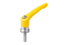 KIPP M10X30, Size 4, Zinc, Adjustable Handle w/External Thread and Clamping Force Intensifier, Stainless Steel, Yellow Powder Coat Handle, (Qty. 1), K1626.410183X30