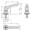 KIPP M10X40, Size 4, Zinc, Adjustable Handle w/External Thread and Clamping Force Intensifier, Stainless Steel, Yellow Powder Coat Handle, (Qty. 1), K1626.410183X40