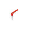 KIPP M10X20, Size 4, Zinc, Adjustable Handle w/External Thread and Clamping Force Intensifier, Stainless Steel, Red Powder Coat Handle, (Qty. 1), K1626.410184X20