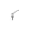 KIPP M10X50, Size 4, Zinc, Adjustable Handle w/External Thread and Clamping Force Intensifier, Stainless Steel, Light Gray Powder Coat Handle, (Qty. 1), K1626.410187X50
