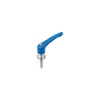 KIPP M8X40, Size 2, Zinc, Adjustable Handle w/External Thread and Clamping Force Intensifier, Stainless Steel, Blue Powder Coat Handle, (Qty. 1), K1626.208186X40