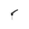 KIPP M4X10, Size 0, Adjustable Handle w/External Thread, Die-Cast Zinc, Blue Passivated Steel, Black Powder Coat Handle, (Qty. 1), K1659.0041X10