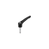 KIPP M5X35, Size 1, Adjustable Handle w/External Thread, Die-Cast Zinc, Blue Passivated Steel, Black Powder Coat Handle, (Qty. 1), K1659.105181X35