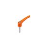 KIPP M5X25, Size 1, Adjustable Handle w/External Thread, Die-Cast Zinc, Blue Passivated Steel, Orange Powder Coat Handle, (Qty. 1), K1659.105182X25