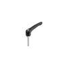 KIPP M3X20, Size 0, Adjustable Handle w/External Thread, Die-Cast Zinc, Blue Passivated Steel, Black Powder Coat Handle, (Qty. 1), K1659.003181X20