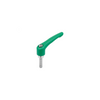 KIPP M3X20, Size 0, Adjustable Handle w/External Thread, Die-Cast Zinc, Blue Passivated Steel, Green Powder Coat Handle, (Qty. 1), K1659.003185X20