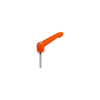 KIPP M5X45, Size 1, Adjustable Handle w/External Thread, Zinc Toothed Ring, Blue Passivated Steel, Orange Powder Coat Handle, (Qty. 1), K1660.1052X45