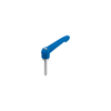 KIPP M5X50, Size 1, Adjustable Handle w/External Thread, Zinc Toothed Ring, Blue Passivated Steel, Blue Powder Coat Handle, (Qty. 1), K1660.10587X50