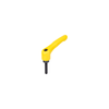 KIPP M12X40, Size 5, Adjustable Handle w/External Thread, Threaded Insert, Black Oxidized Steel, Yellow Thermoplastic Handle, (Qty. 1), K1700.51216X40