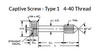 #4-40 x .781" Captive Panel Screws, Type 1, Brass, Nickel, (25/Pkg.)