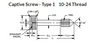 #10-24 x 1-1/4" Captive Panel Screws, Type 1, Stainless Steel, Passivated, (10/Pkg.)
