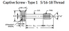 #31-18 x 1" Captive Panel Screws, Type 1, Stainless Steel, Passivated, (10/Pkg.)