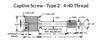 #4-40 x 7/16" Captive Panel Screws, Type 2, Steel, Clear Zinc, (50/Pkg.)