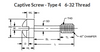 #6-32 x 1/2" Captive Panel Screws, Type 4, Brass, Nickel, (25/Pkg.)
