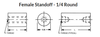 1/4" OD x 2-1/2" L x #4-40 Thread, Aluminum Female/Female Round Standoff, Plain (50 Pkg.)